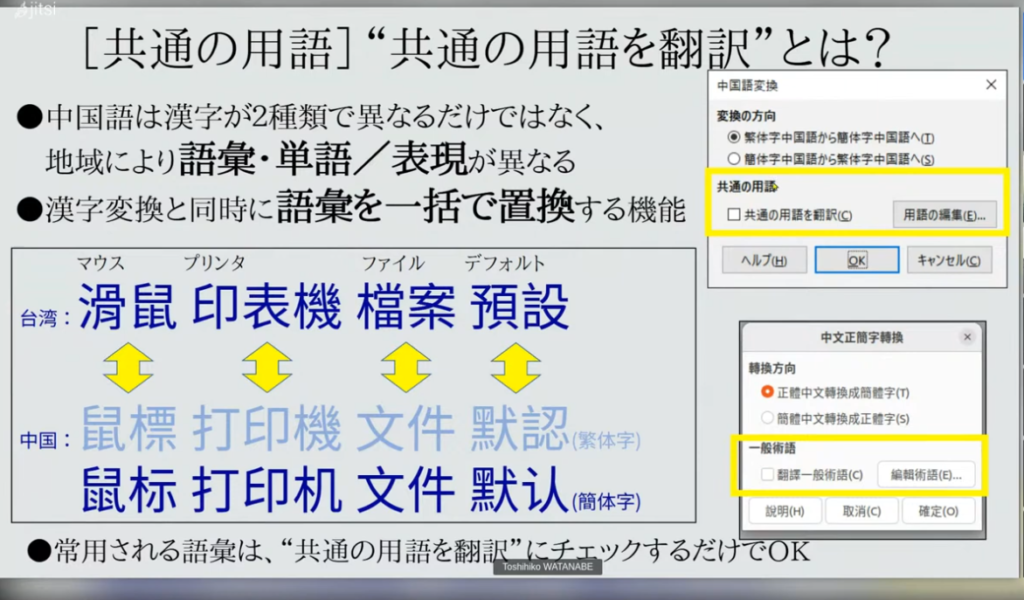 Watanabe-san's talk, "Chinese conversion" function